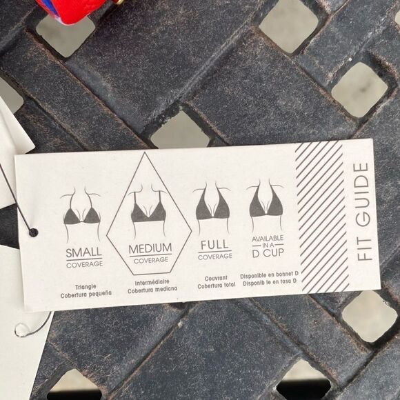 VOLCOM PRIDE RED/WHITE/BLUE REVERSIBLE V NECK BIKINI TOP SIZE SMALL NWT - Picture 13 of 14